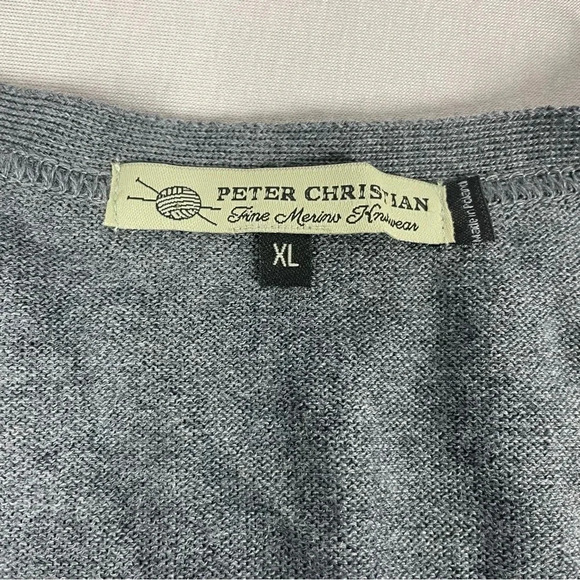 Peter Christian Italian Fine Merino Wool Gray Cardigan Sweater - Picture 3 of 8